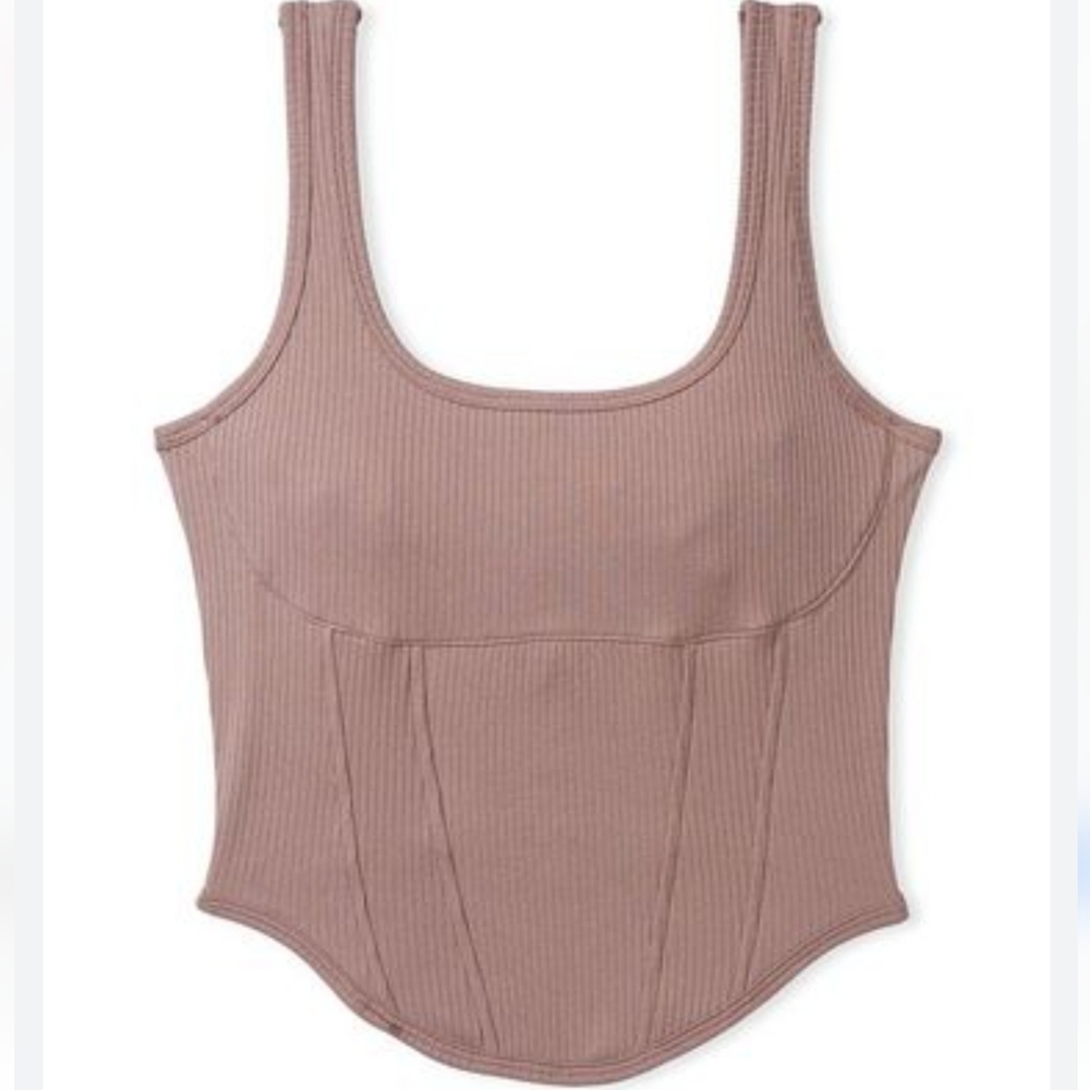 NWT VS PINK Iced coffee cotton corset tank top size small DD - Picture 2 of 7